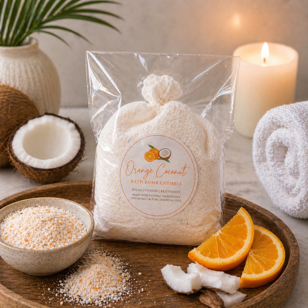 Bath Bomb Crumble - Orange Coconut