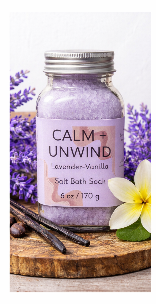 Lavender Vanilla Bath Salt Soak - 6oz
